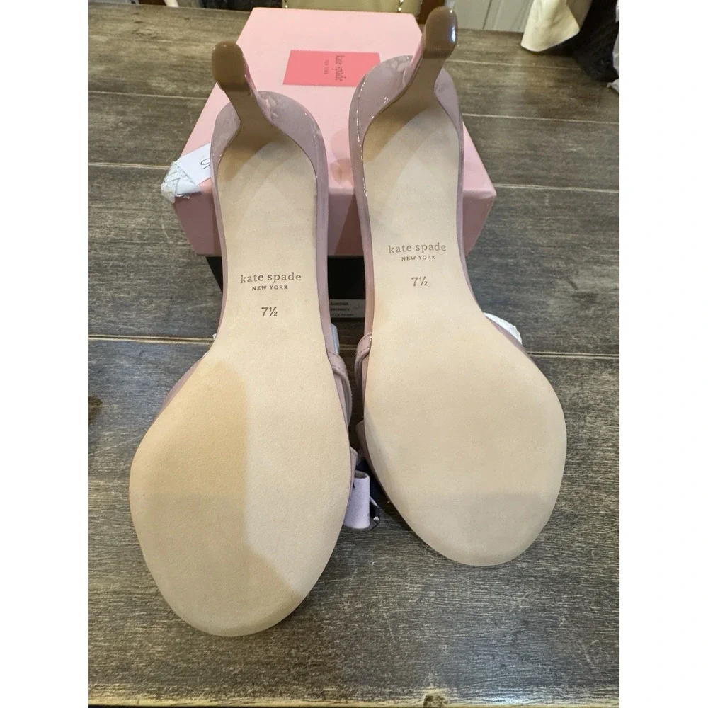 Kate Spade New York Women's Simona Kitten Heel‎ Bow Pink Patent Size 7.5 Slide